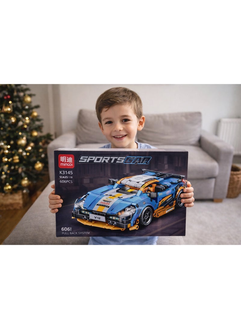 MINGDI Sports Racing Car Building Blocks Set – 606 Pieces | 1:18 Scale | Pull Back System | Premium Design - Image 2